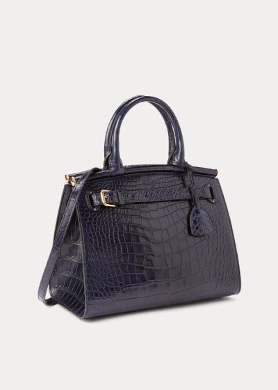 Bolsos De Mano Ralph Lauren Mujer Azul Marino - Alligator Medium RL50 - ISAVH5068